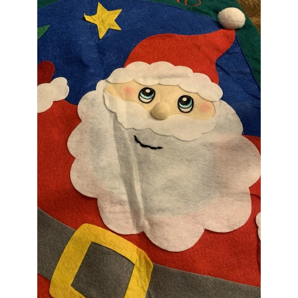 Vintage Felt Christmas Gift Bags Appliqué Drawstring 18‎ X 29